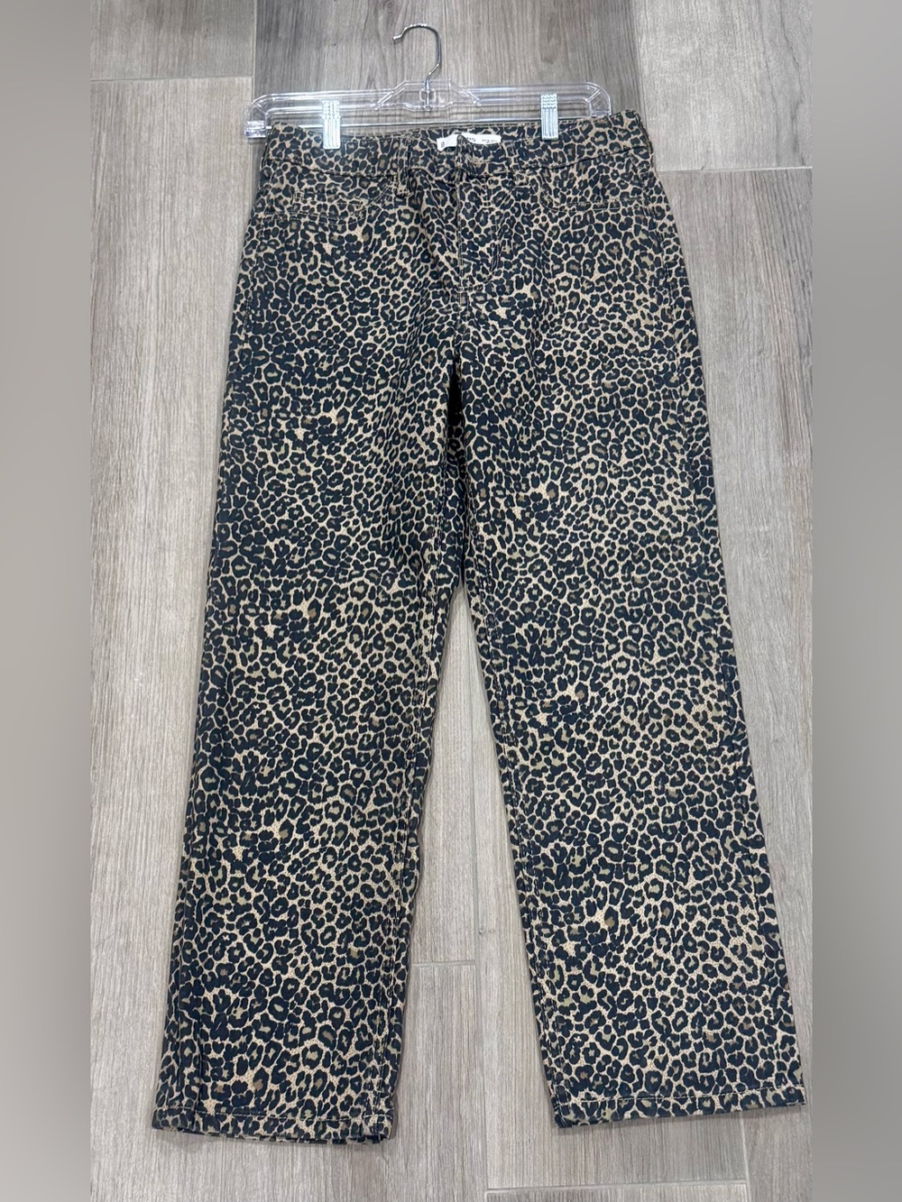 Mango Leopard Print Pants in Black and Tan